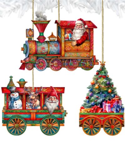 Рождественские деревянные украшения Designocracy Santa's Train, 3 шт.