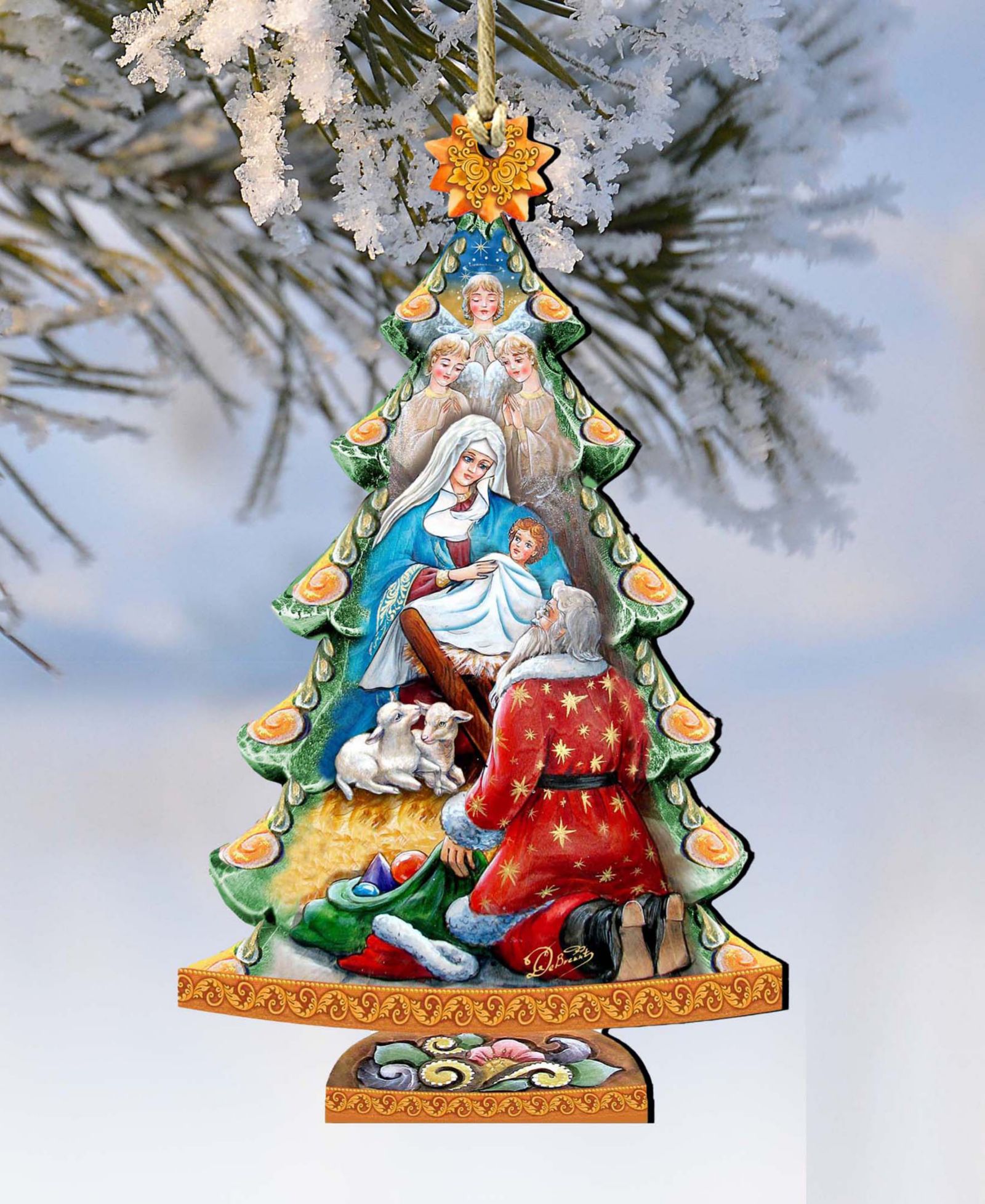 Набор деревянных рождественских украшений Designocracy Adoration Nativity Tree, 2 шт. G. DeBrekht