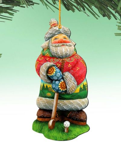 Набор деревянных рождественских украшений Designocracy Golfer Santa, 2 шт.