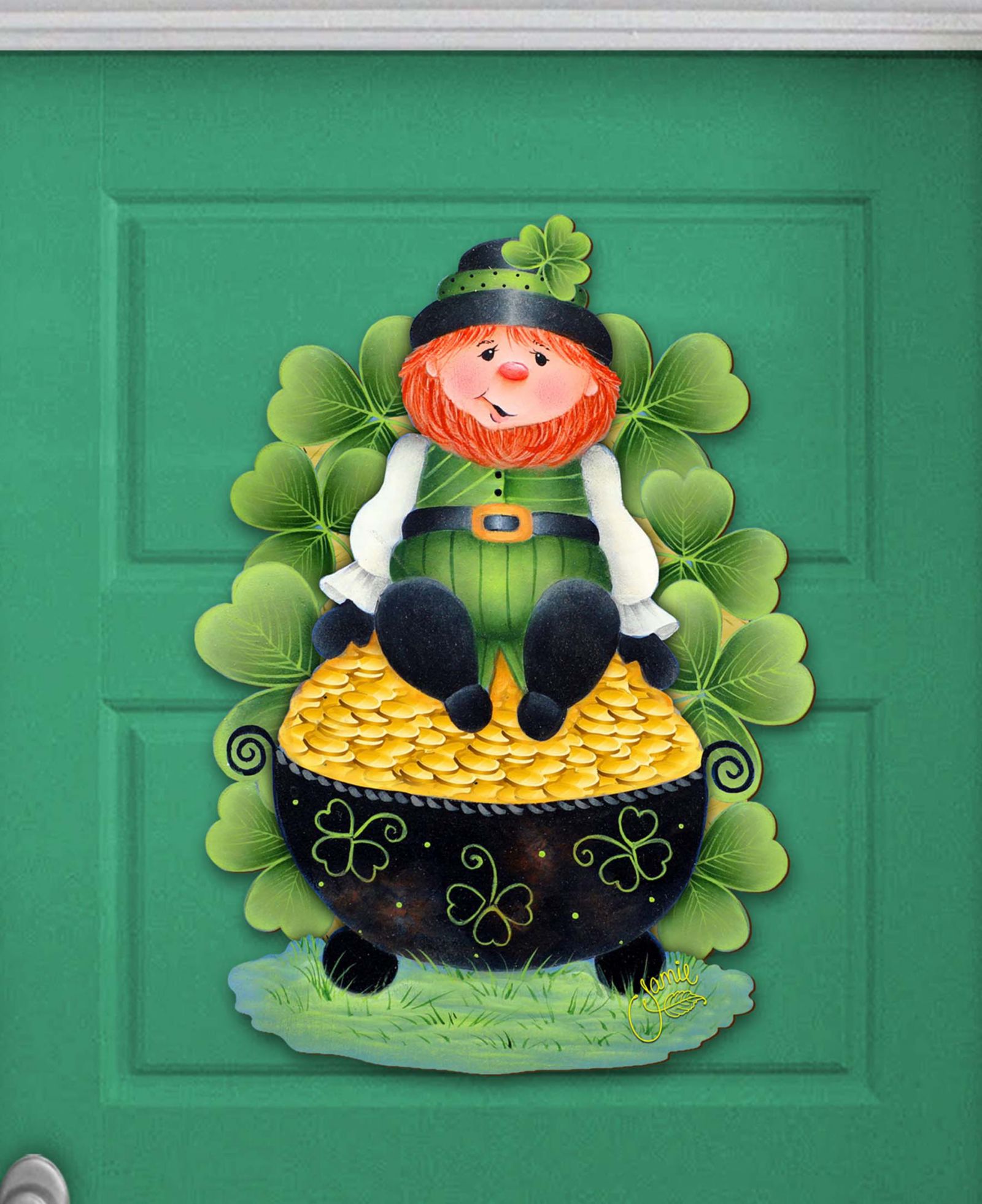 Декор для дома Designocracy Holiday Wooden Wall Decor Door Decor Lepricon's Pot Full of Gold J. Mills-Price