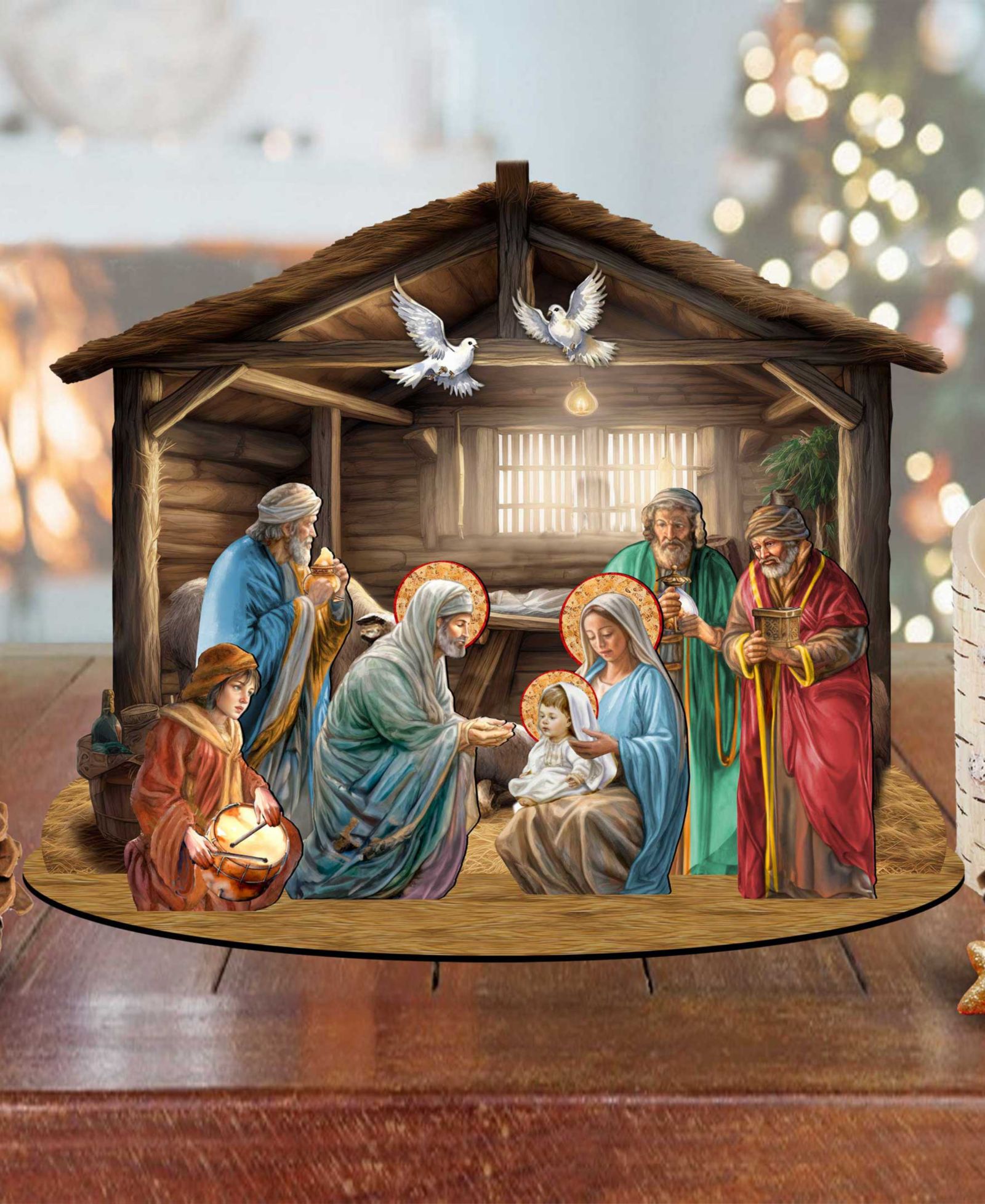 Декор для камина Designocracy Nativity Scene Village 12" Christmas Nativity Mantel Decor G. DeBrekht