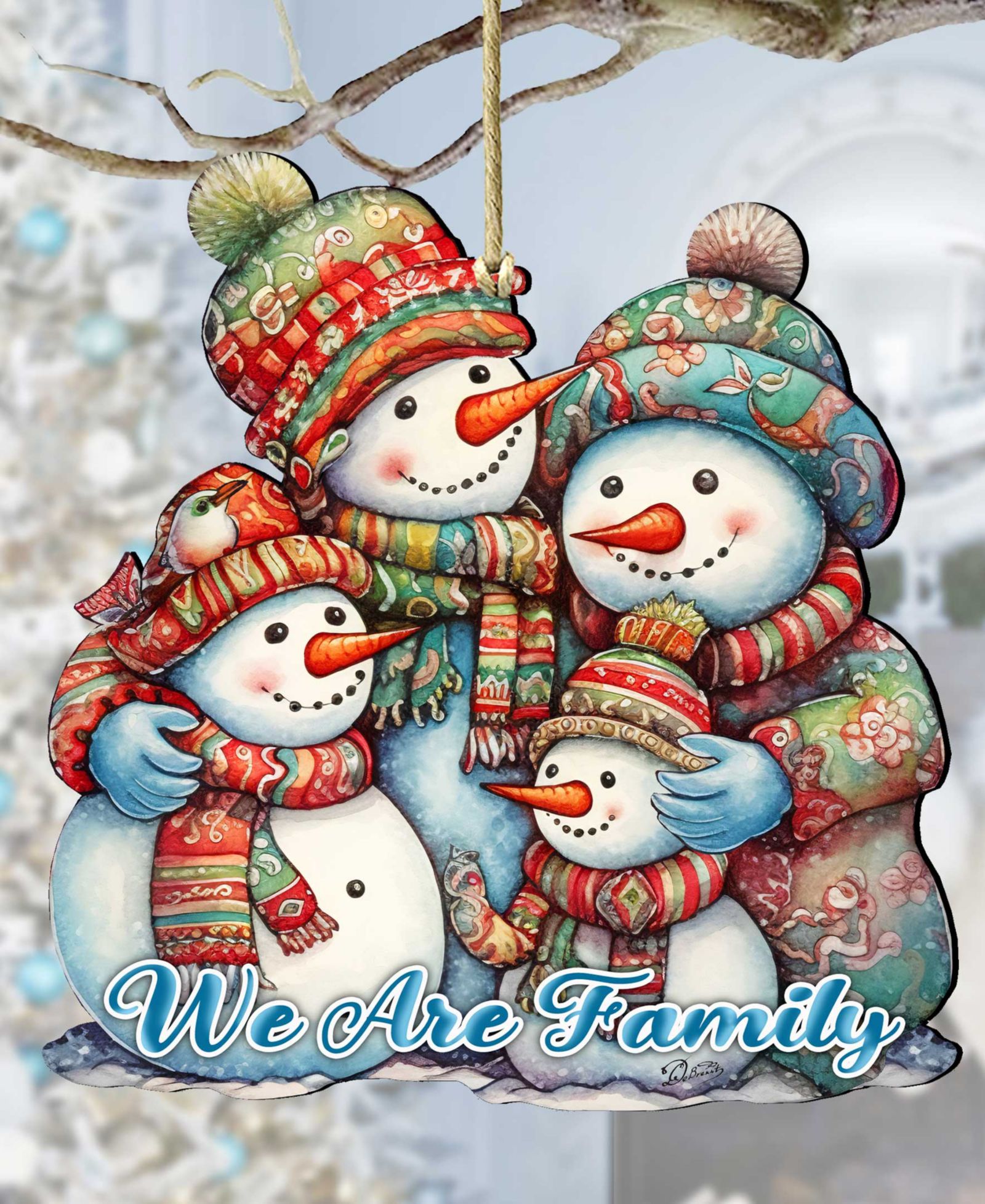 Деревянные рождественские украшения Designocracy в виде семьи снеговиков