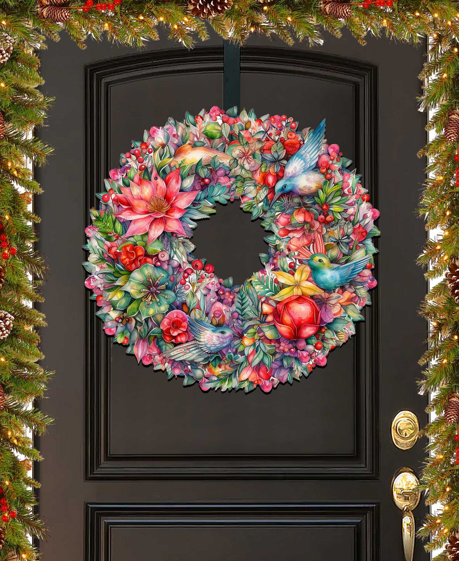 Деревянный декор для дверей Designocracy Holiday Summer Blooms Wreath G. DeBrekht