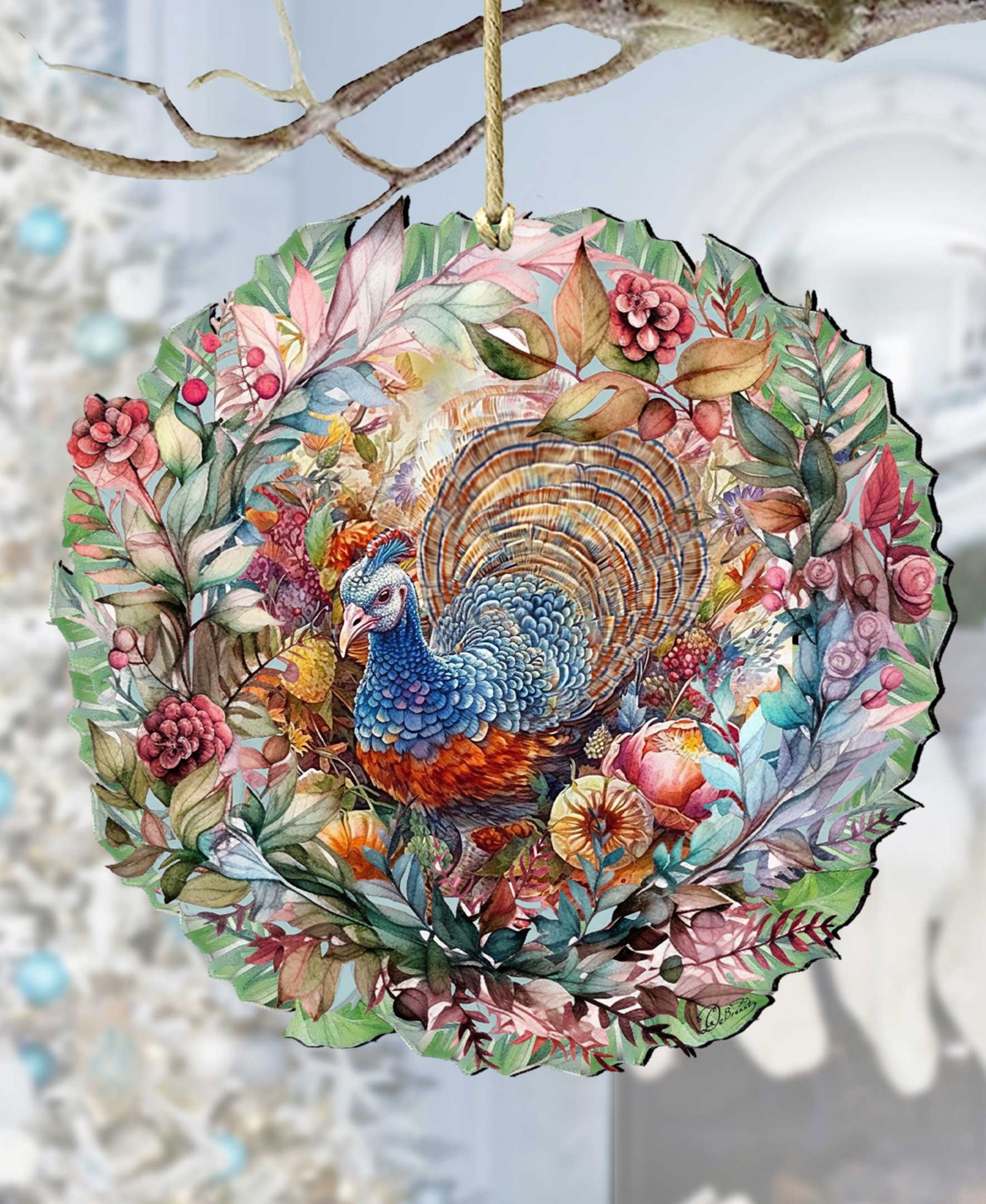 Декор Designocracy Holiday Wooden Ornaments Thanksgiving Turkey Wreath