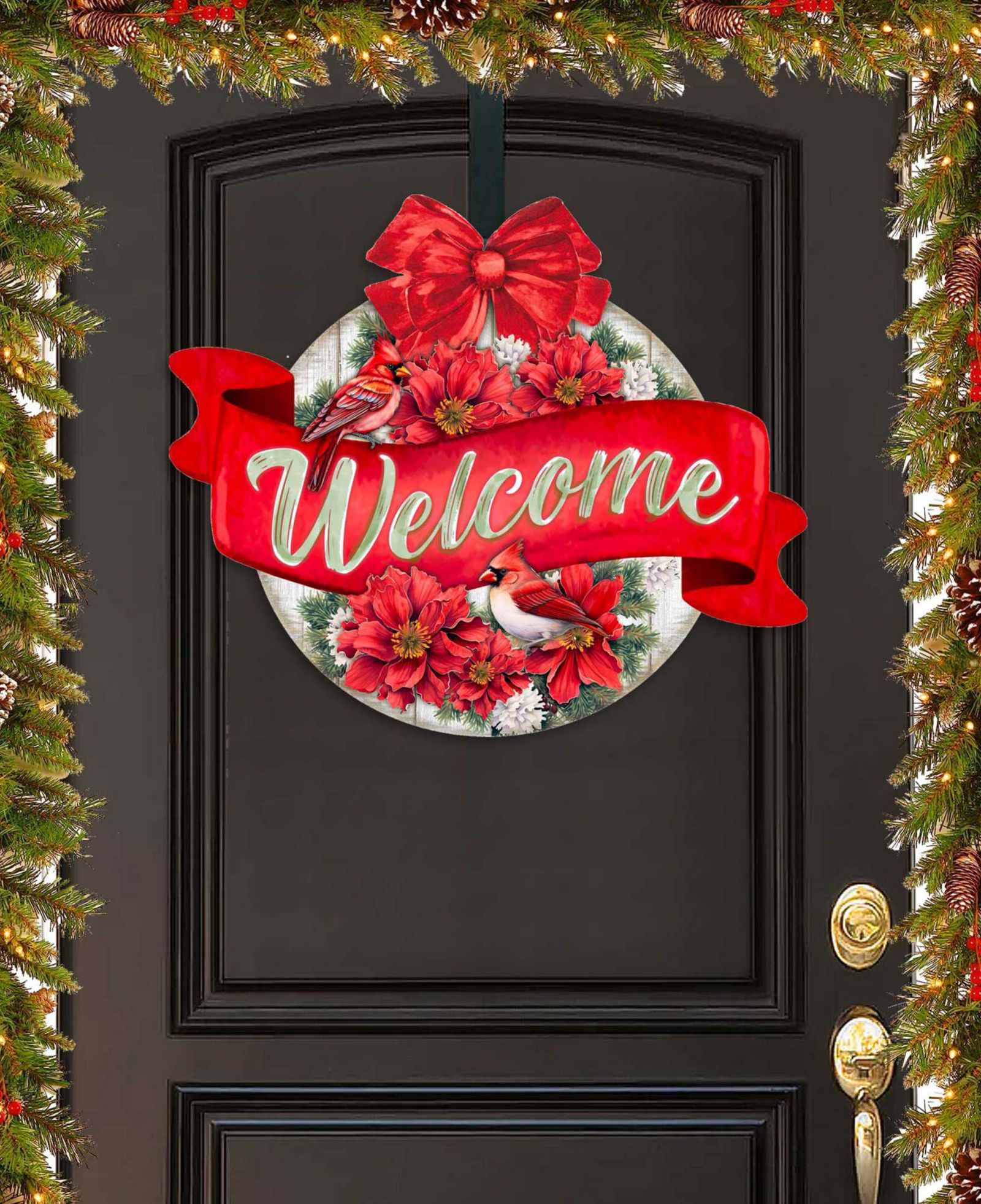 Рождественский венок Designocracy деревянный декор для двери Welcome Sign G. DeBrekht