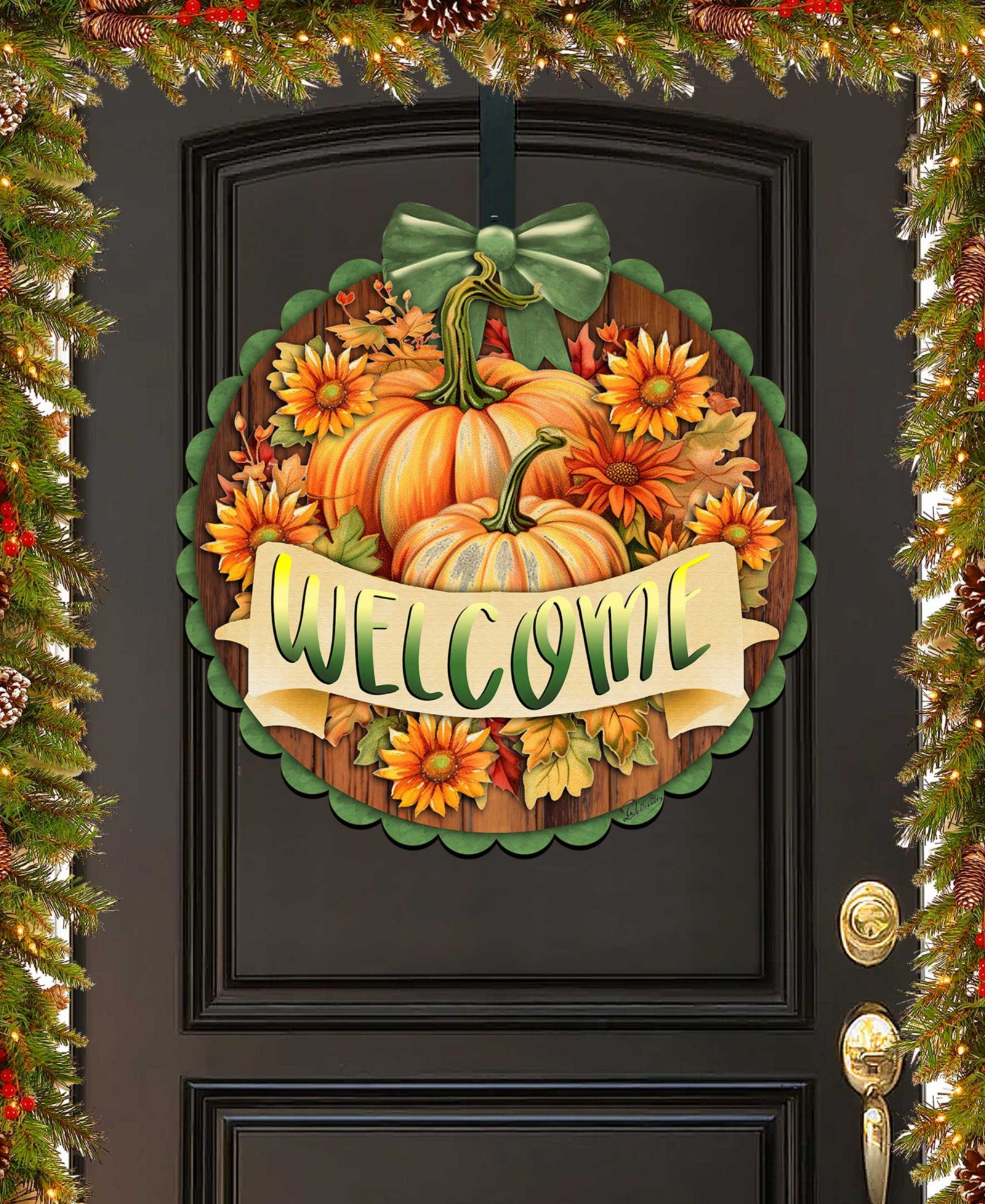 Деревянный декор для двери Designocracy Holiday Welcome Sign Wooden Door Decor Hanging Decoration Welcome G. DeBrekht
