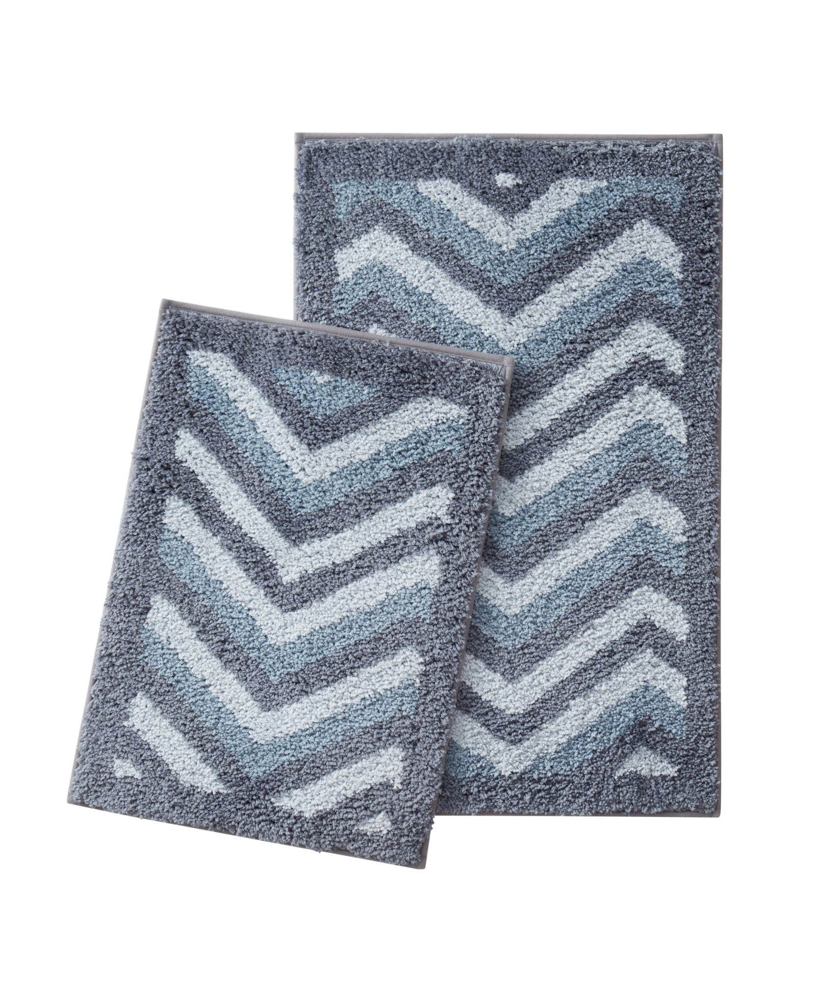 Clara Clark 2 Piece Ultra Soft Non-Slip Shaggy Bath Rug - Chevron Design - Large & Small