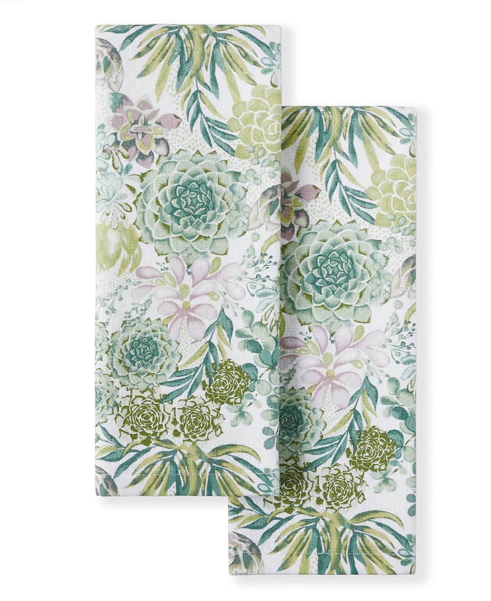 Набор кухонных полотенец Martha Stewart Succulents, 2 шт., 16" x 28"