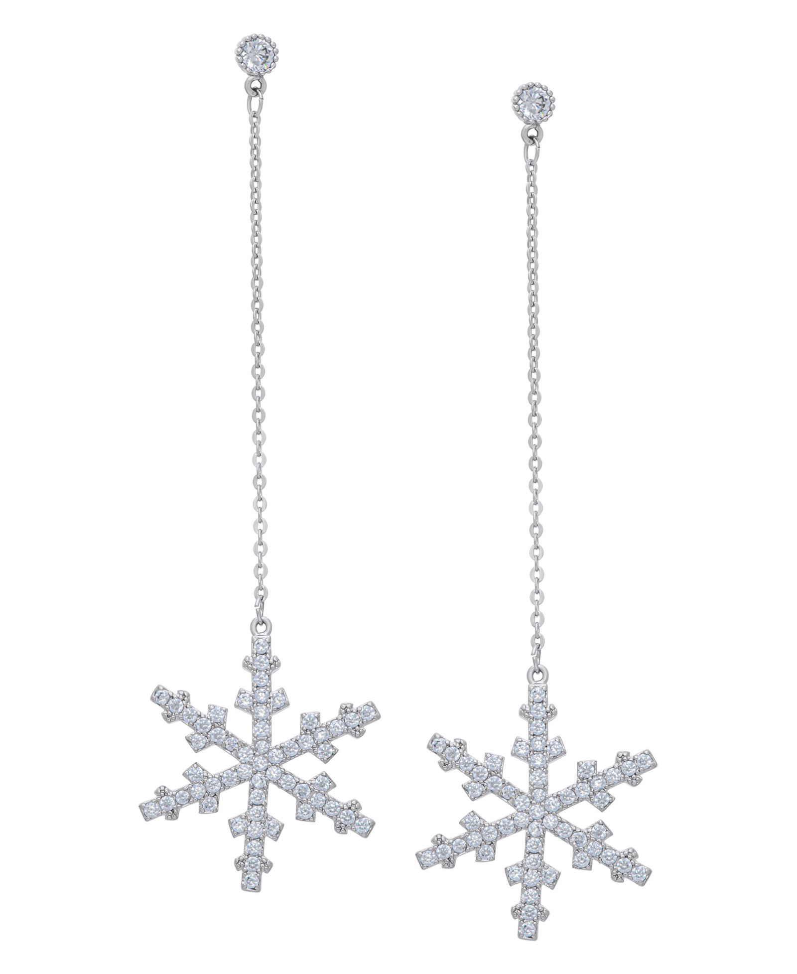 Macy's Серьги-подвески Snowflake с кубическим цирконием