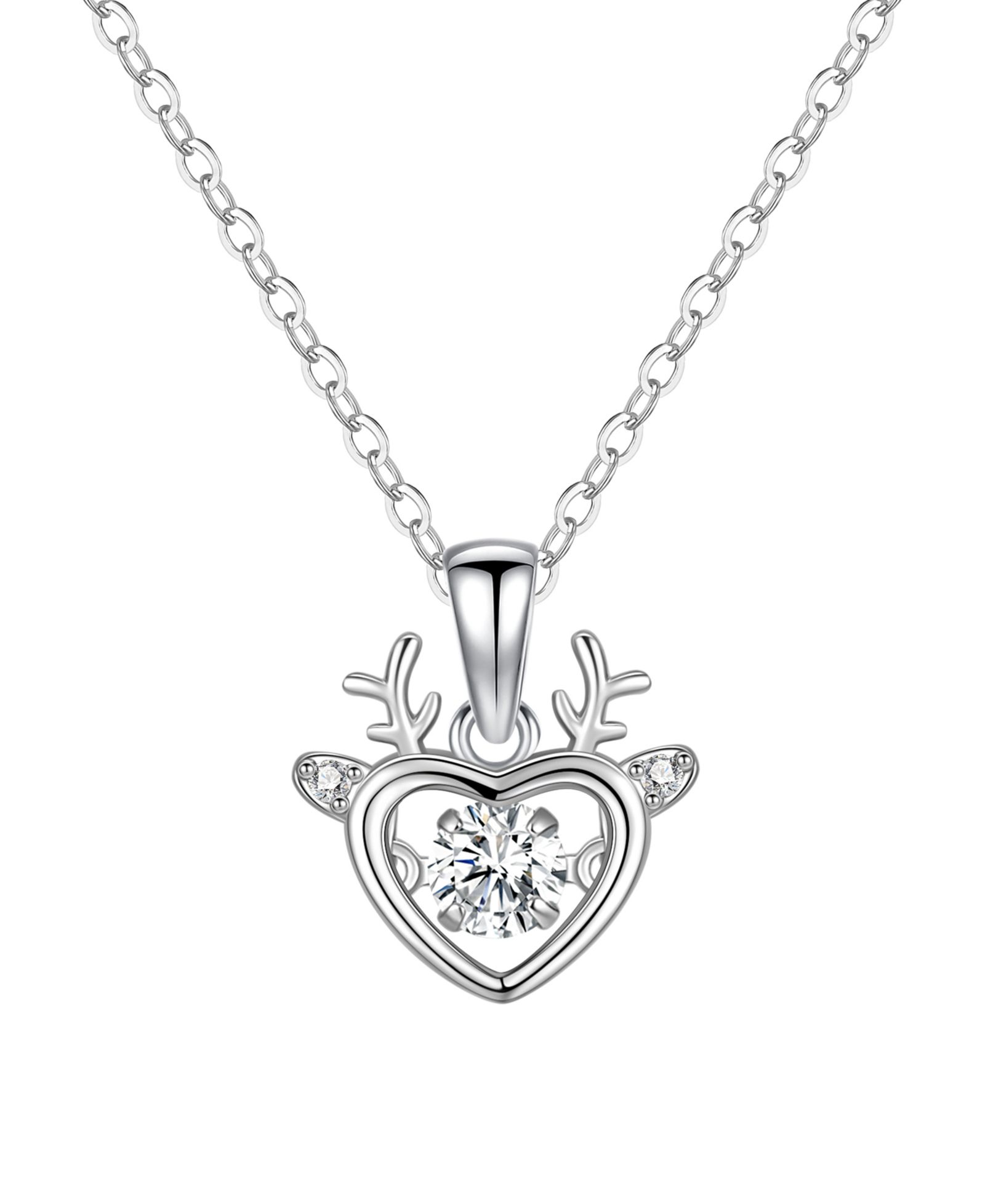 Подвеска Macy's Cubic Zirconia Heart Reindeer Necklace