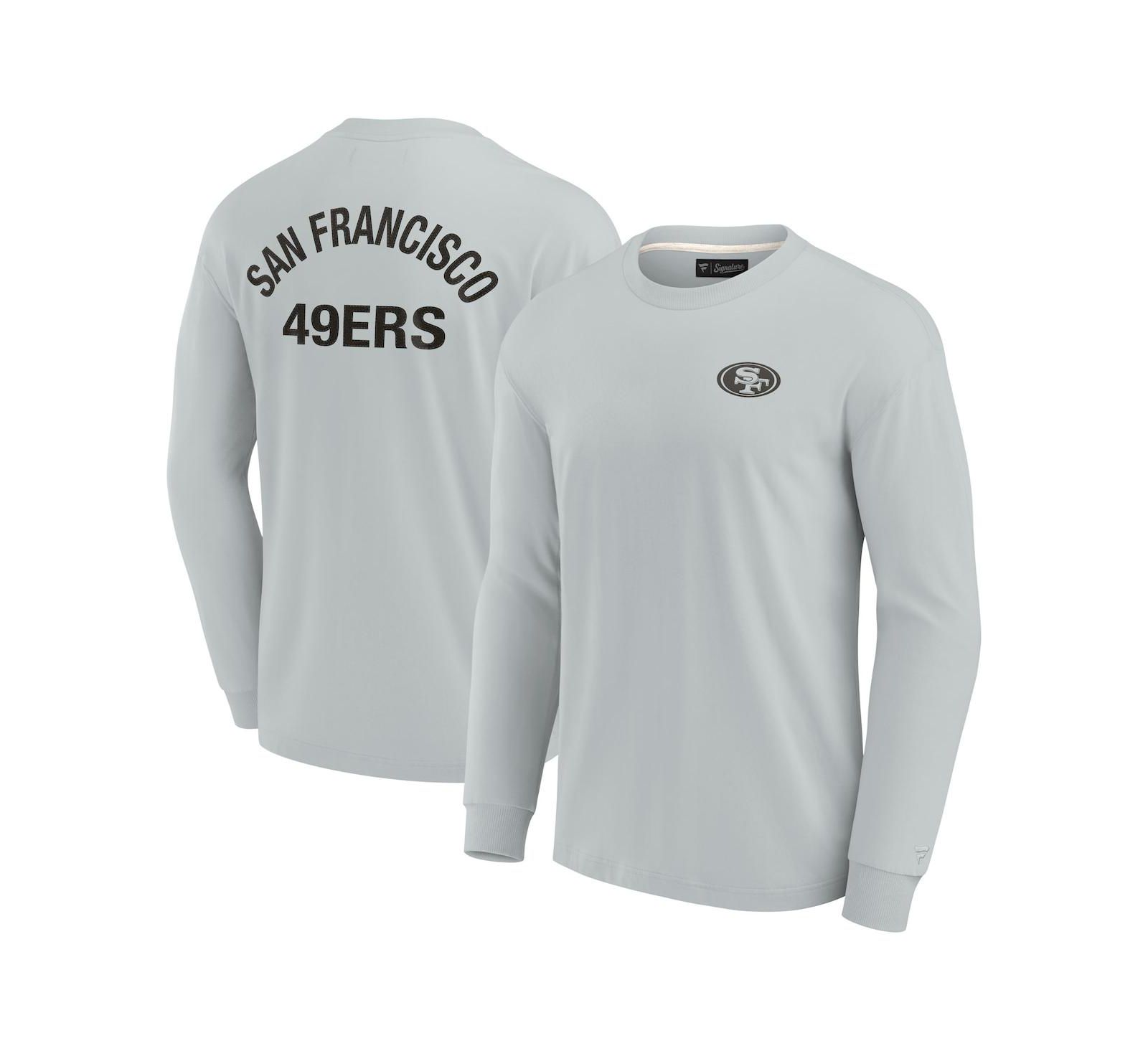 Fanatics Signature Мужская и Женская мягкая футболка San Francisco 49ers Long Sleeve, Gray