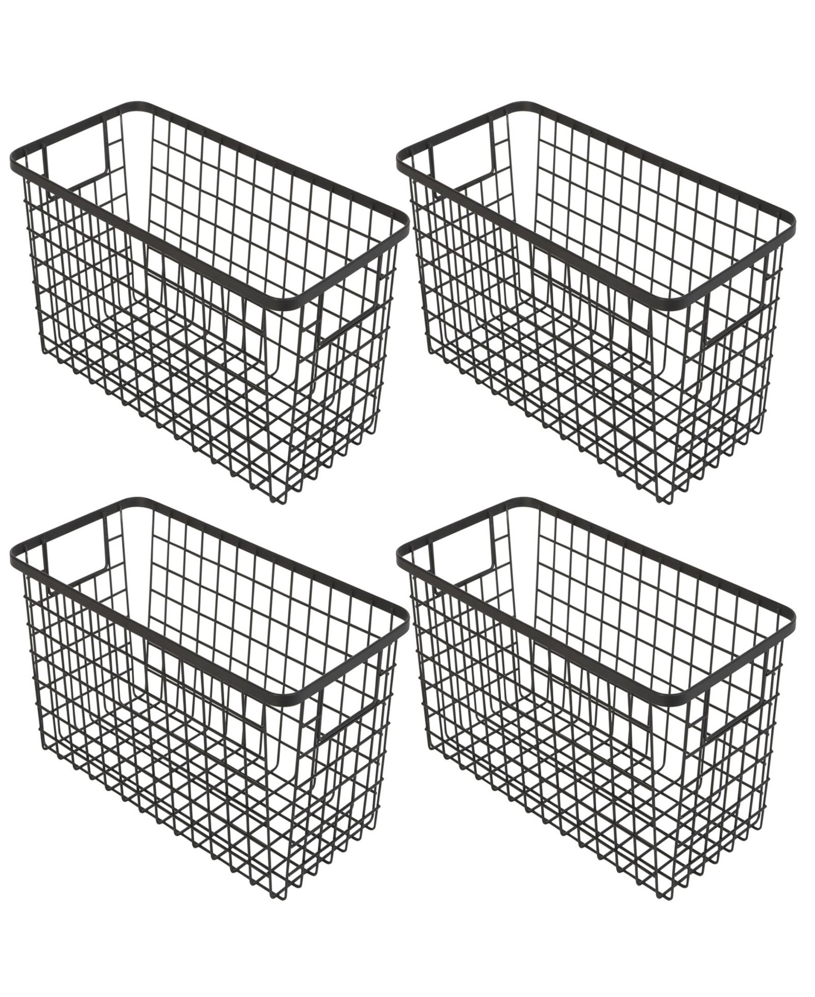 Smart Design Nestable 6" x 12" x 6" Basket Organizer with Handles, Set of 4