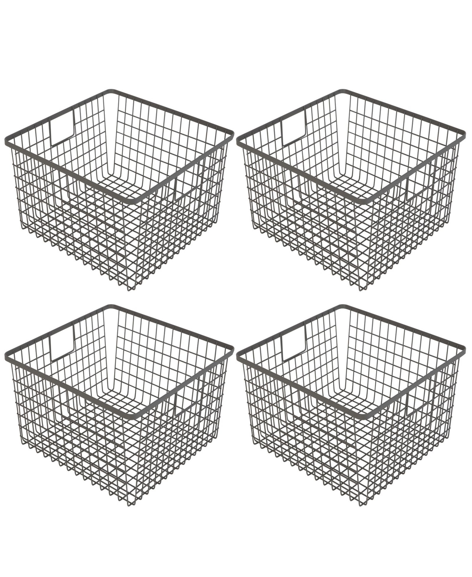 Smart Design Nestable 12 x 12 x 6 inch Basket Organizer with Handles - Set of 4
