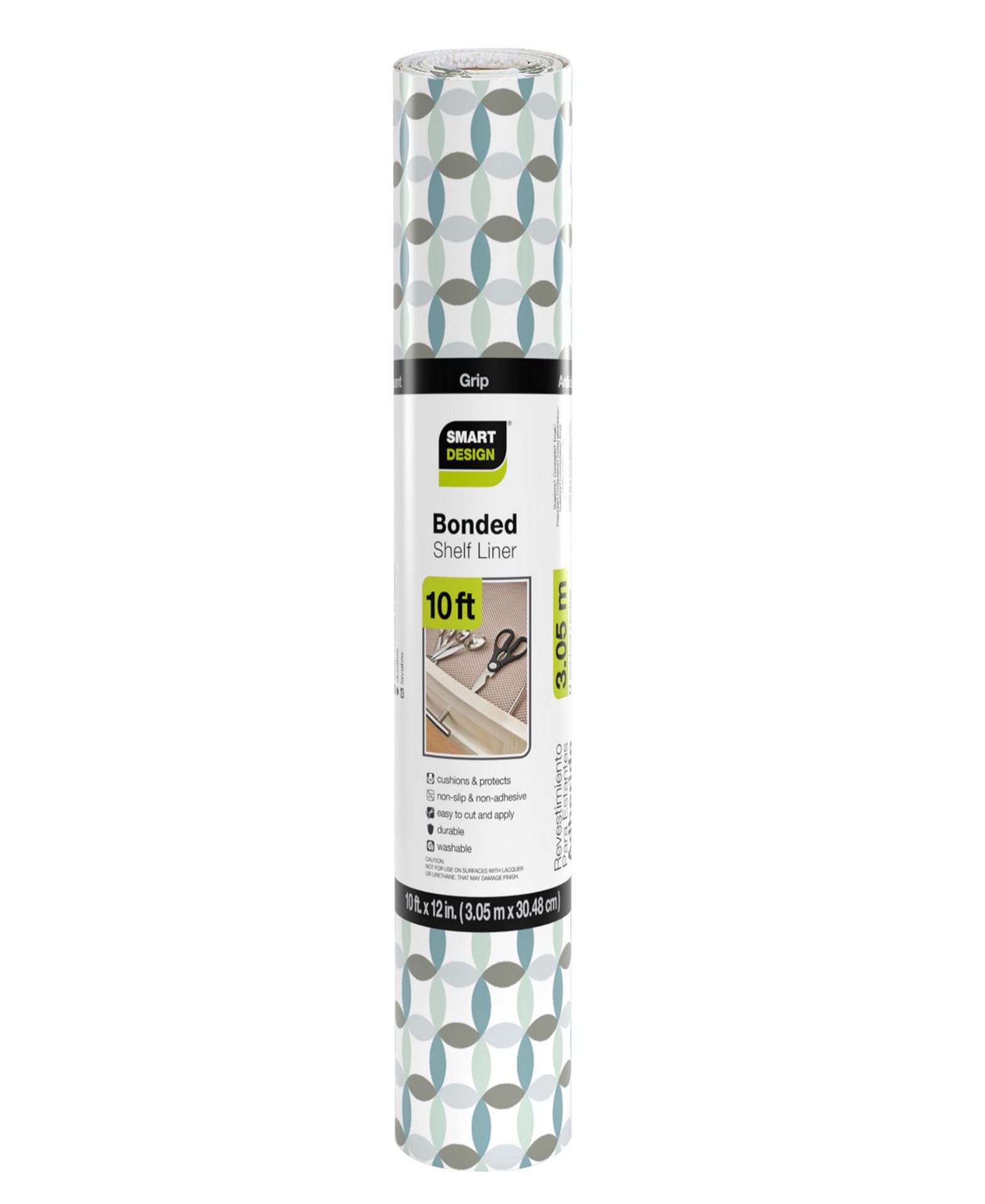 Smart Design Bonded Grip Shelf Liner, 12" x 10' Roll