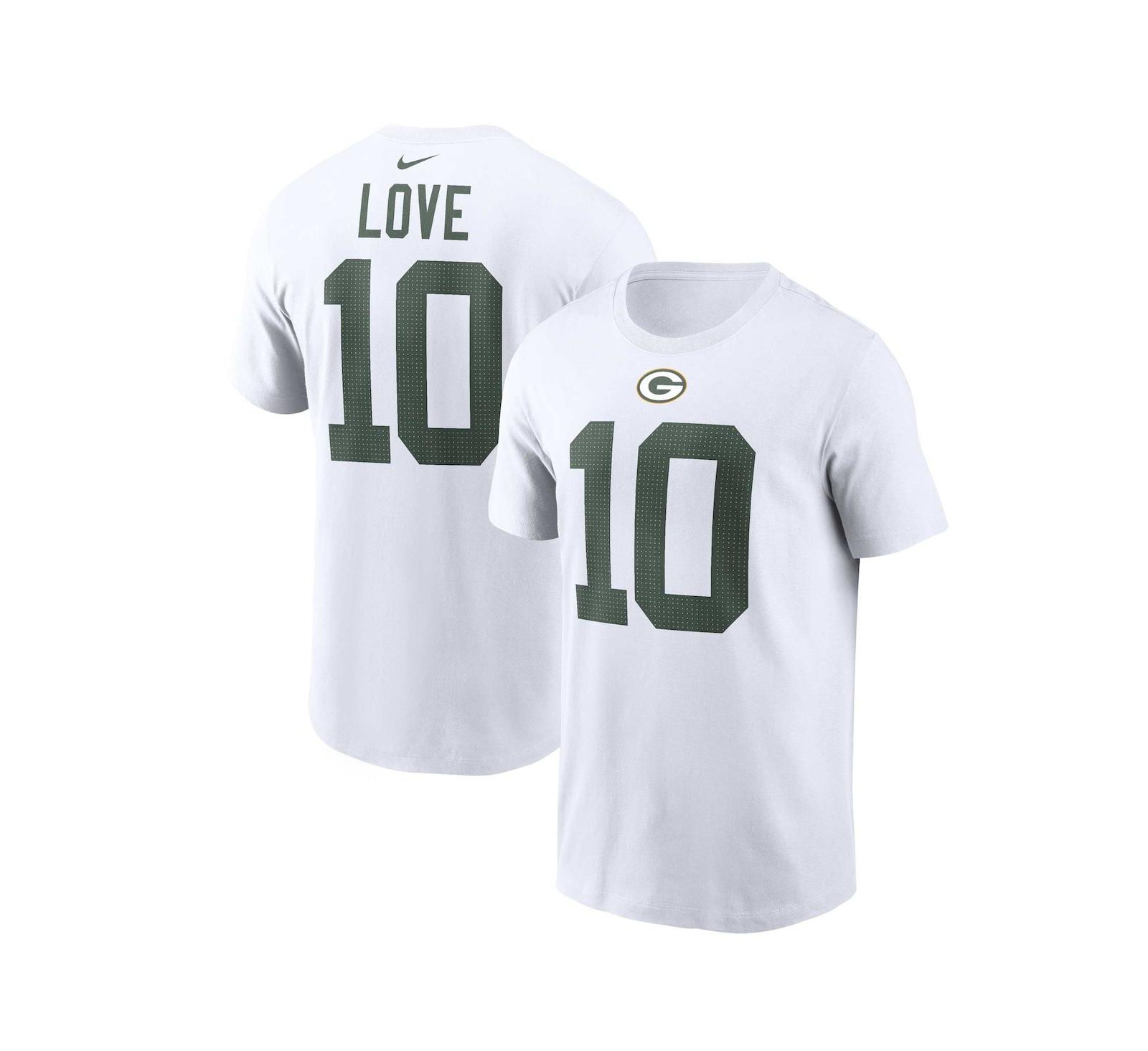 Men's Nike Jordan Love White Green Bay Packers Player Name and Number T-shirt