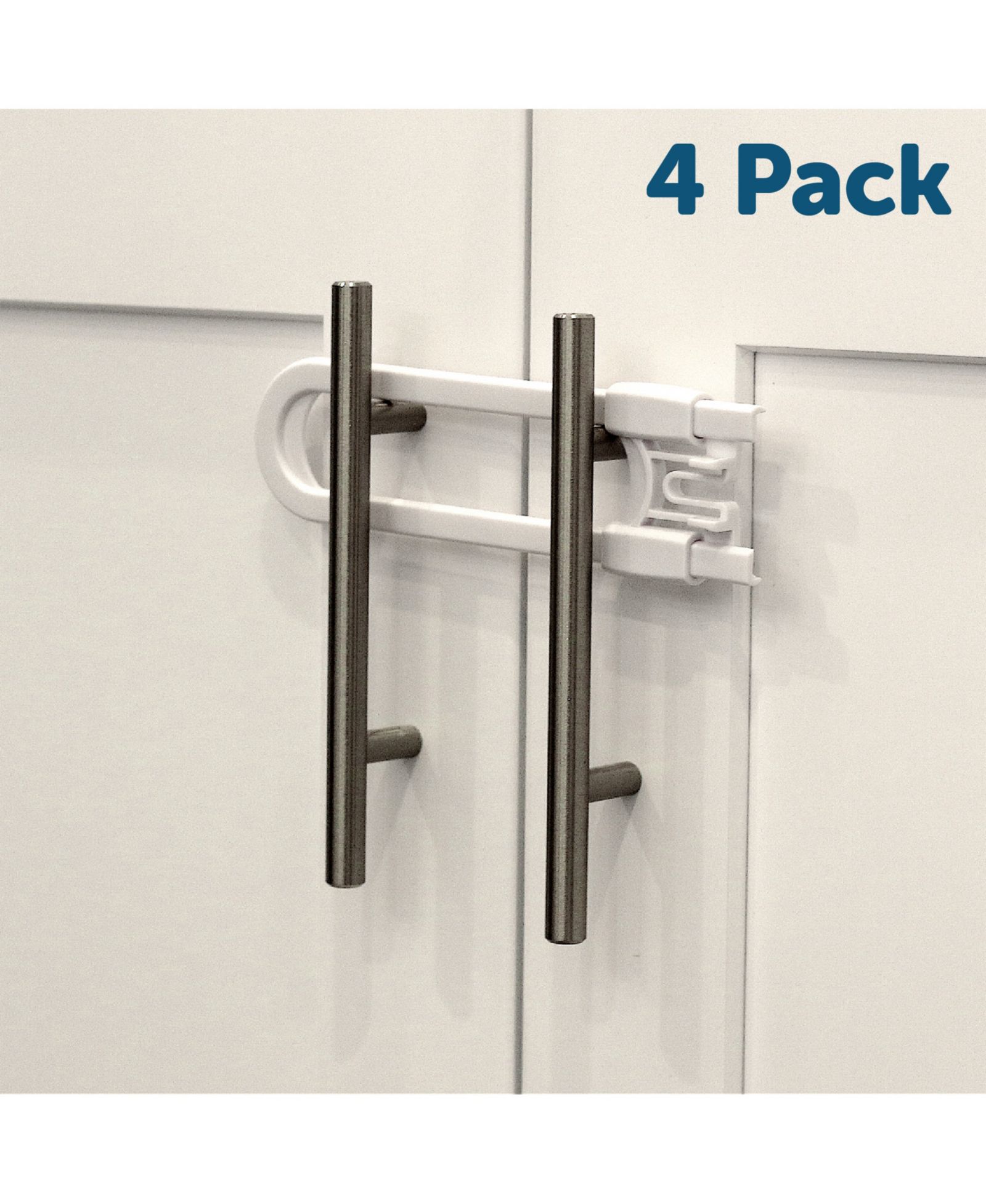 Jool Baby Toddler Sliding Cabinet Locks, U Shape, for Knobs, Handles, Doors - Baby Safety Set - 4 Pack