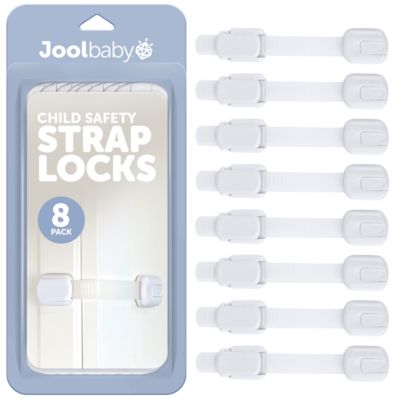 Jool Baby Toddler Multi-Use Safety Strap for Cabinets, Fridges, Drawers, Damage-Free Adhesives Safety Set - 8 Pack