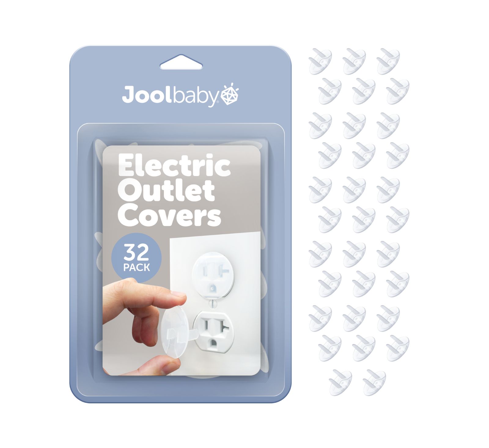 Jool Baby Toddler Jool Outlet Covers (32 Pack) Safety - Easy Adult Removal, Plug Protectors Proofing Electric Sockets - Transparent Design
