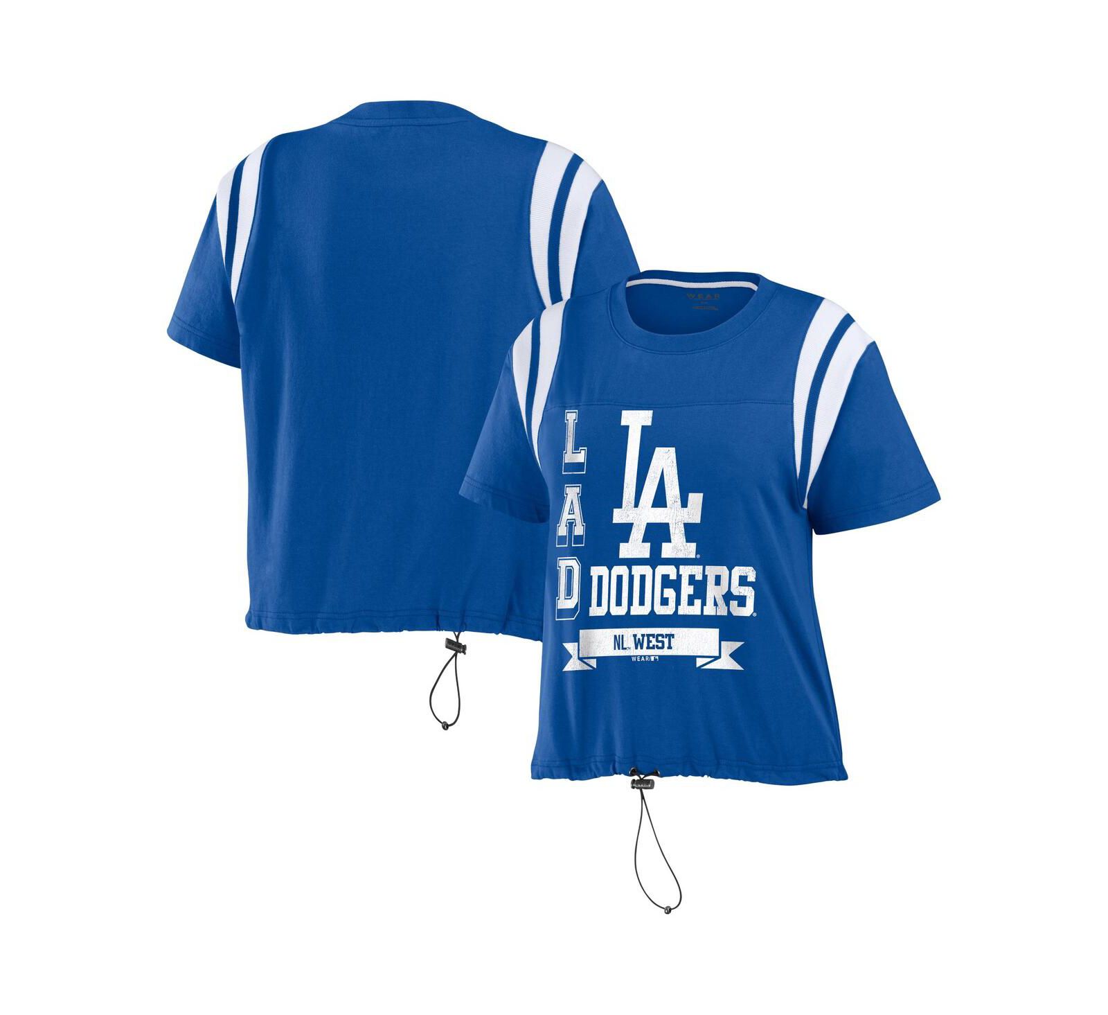 Женская футболка WEAR by Erin Andrews Royal Los Angeles Dodgers с цветовым блоком и затяжкой