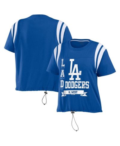 Женская футболка WEAR by Erin Andrews Royal Los Angeles Dodgers с цветовым блоком и затяжкой