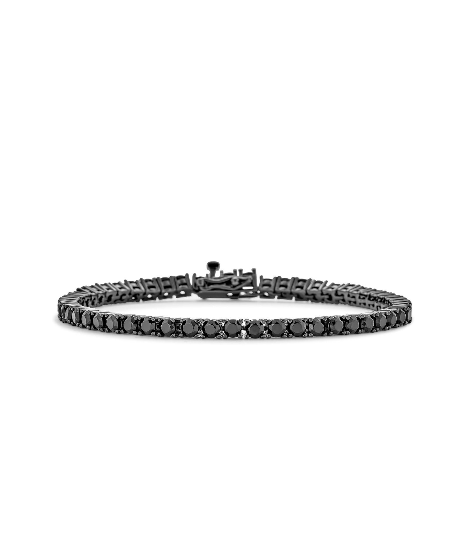 Bling Jewelry Round Black 10CTW CZ Tennis Bracelet Rhodium Plated .925 Sterling Silver 7"
