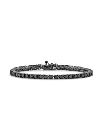 Bling Jewelry Round Black 10CTW CZ Tennis Bracelet Rhodium Plated .925 Sterling Silver 7"