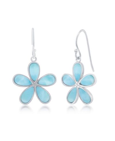 Sterling Silver Daisy Flower Larimar Earrings
