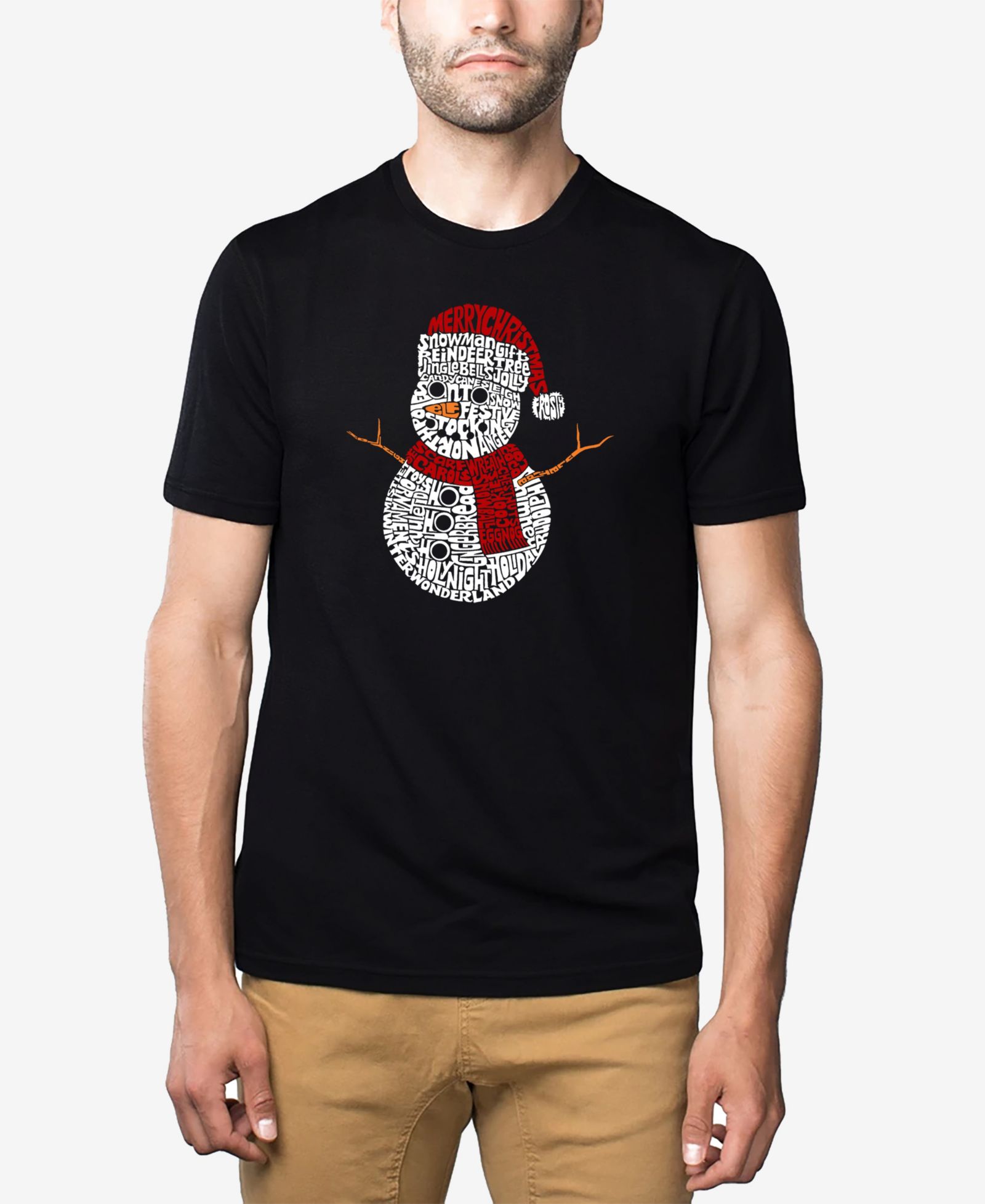 Мужская футболка LA Pop Art Cotton/Poly Blend Word Art- Snowman
