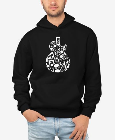 LA Pop Art Men's Music Notes Guitar Word Art Hooded Sweatshirt