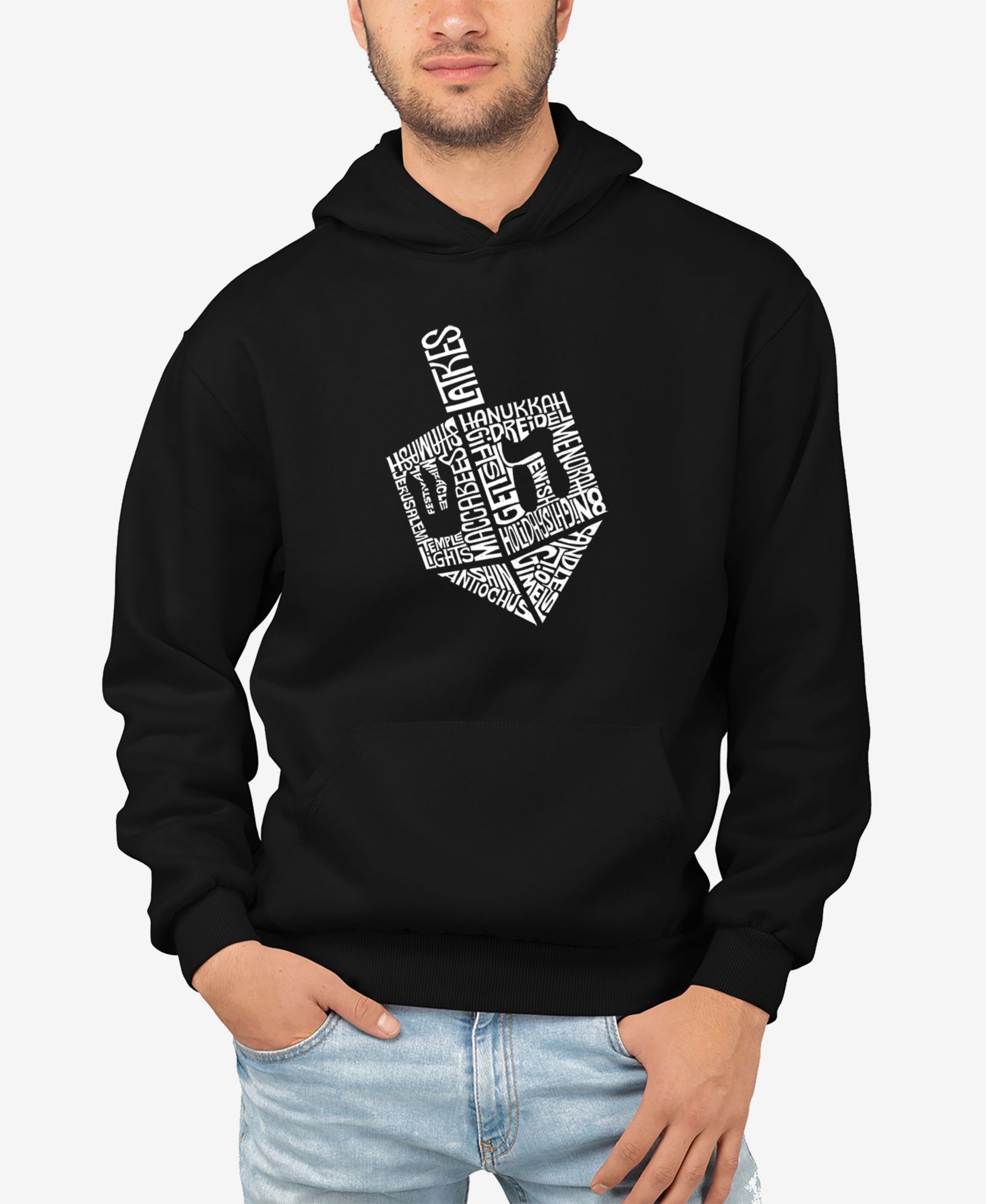 Мужское худи LA Pop Art с принтом Hanukkah Dreidel Word Art