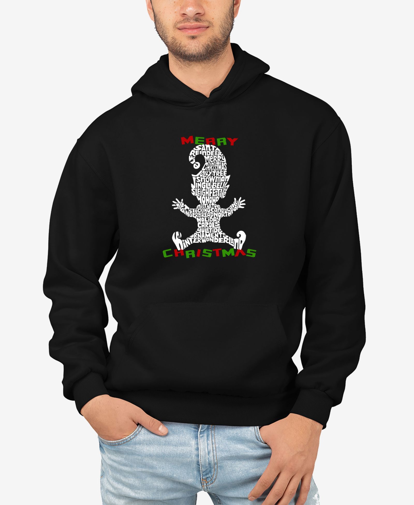 LA Pop Art Мужская толстовка с капюшоном Christmas Elf Word Art