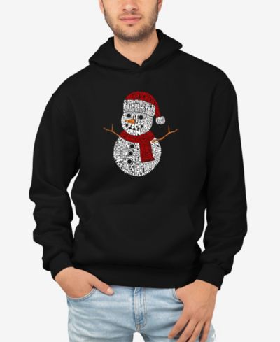 LA Pop Art Men's Christmas Snowman Word Art Hooded Sweatshirt