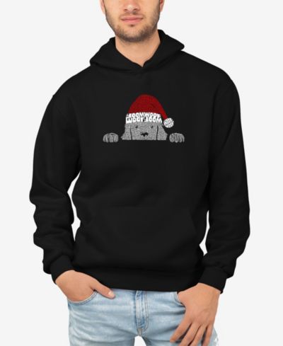 LA Pop Art Мужской Christmas Peeking Dog Word Art Hooded sweatshirt