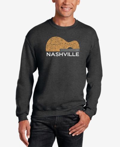 LA Pop Art Men's Nashville Guitar Word Art Crewneck Sweatshirt