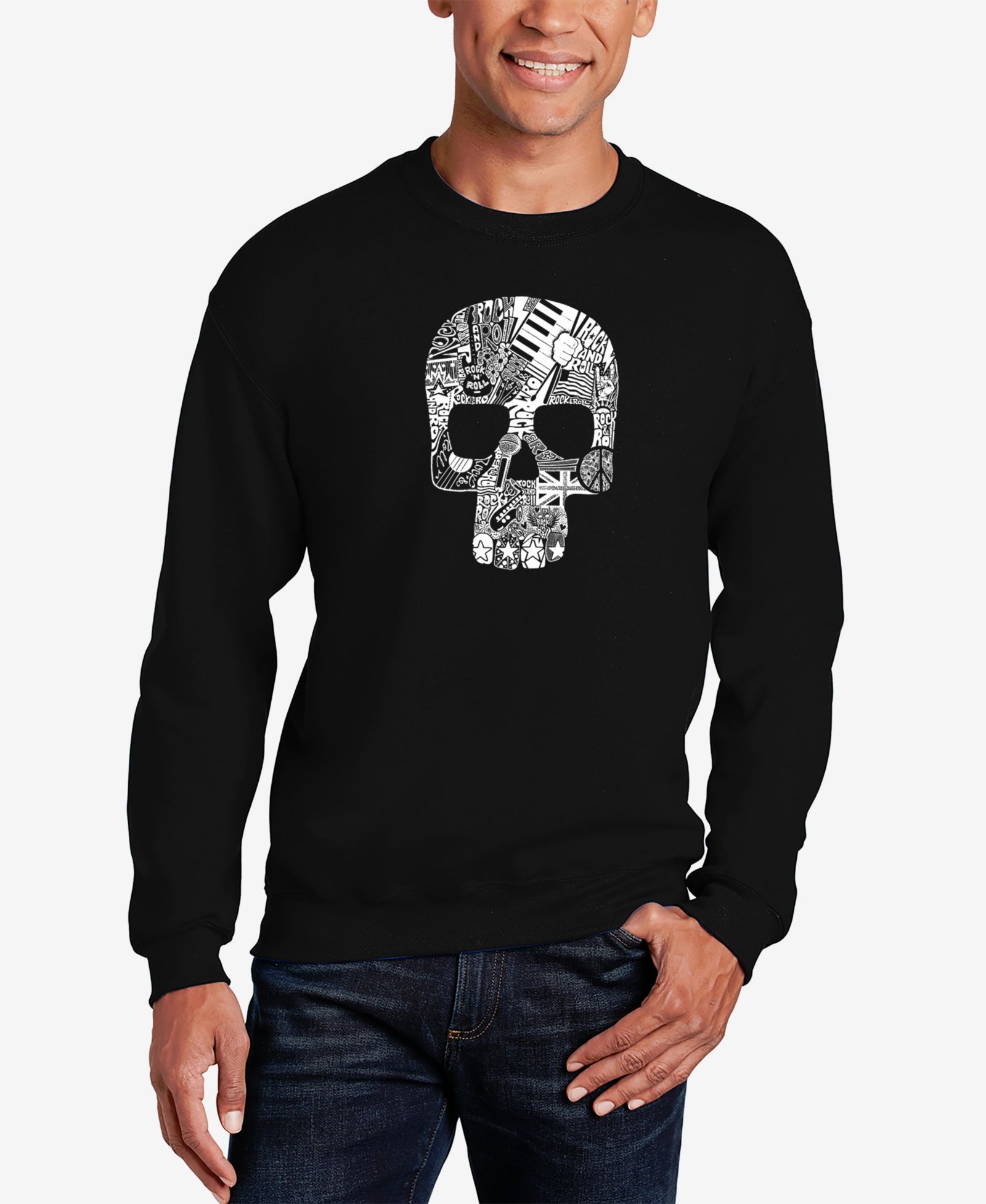 Мужской свитшот LA Pop Art Rock N Roll Skull Word Art
