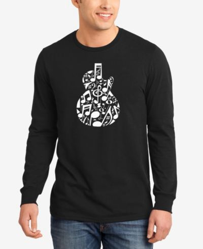 Футболка LA Pop Art Men's Music Notes Guitar Word Art с длинным рукавом