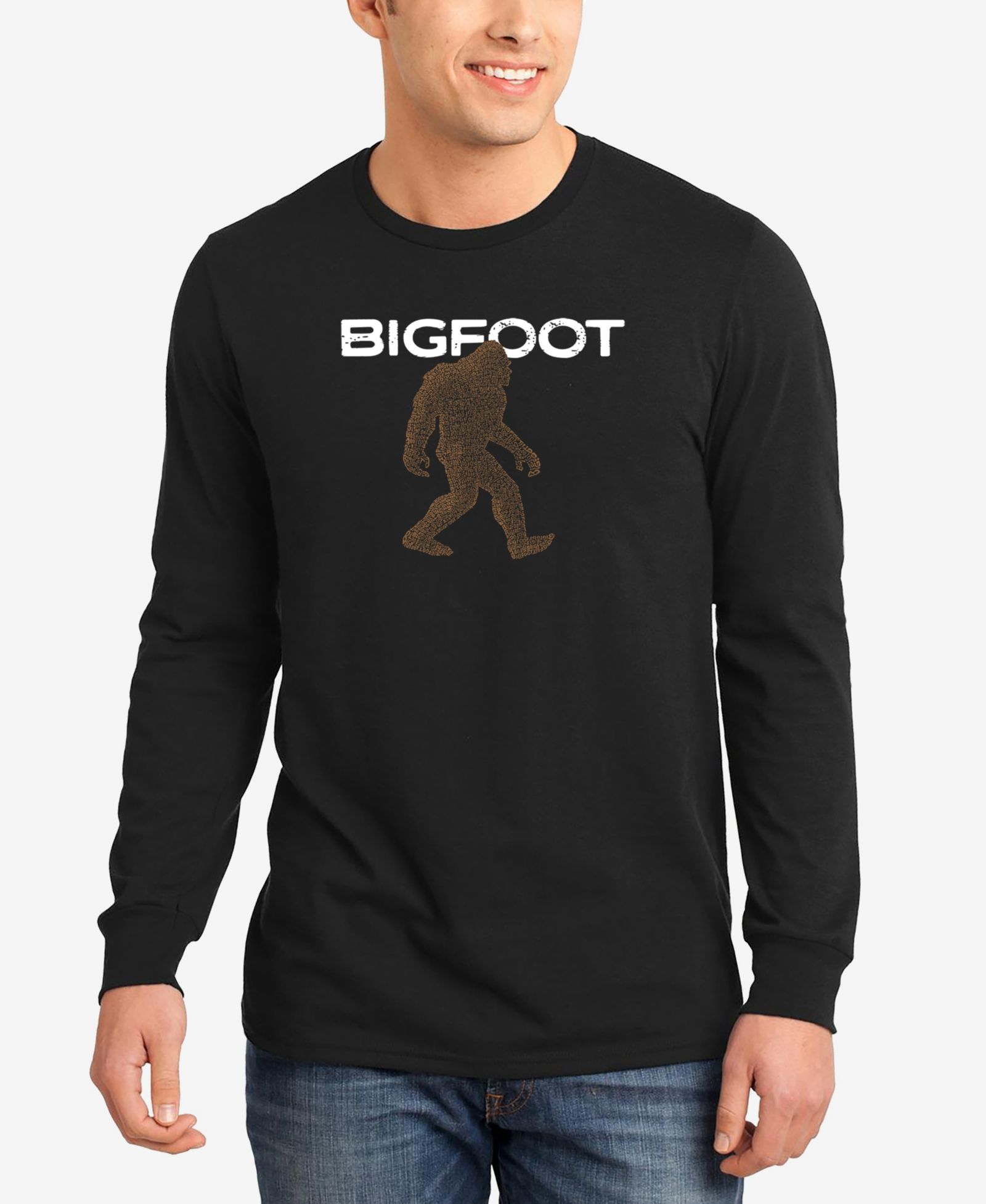 Мужская футболка с длинным рукавом LA Pop Art Bigfoot Word Art