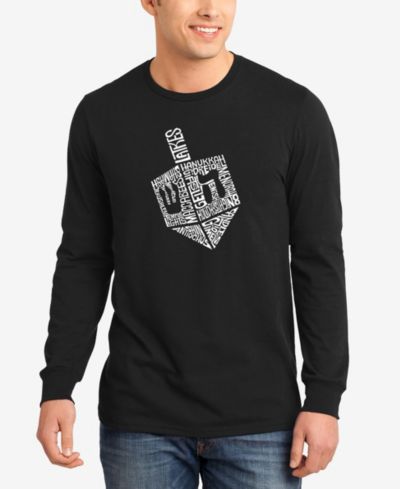 LA Pop Art Men's Hanukkah Dreidel Word Art Long Sleeve T-shirt
