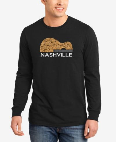Мужская футболка LA Pop Art Nashville Guitar Word Art Long Sleeve