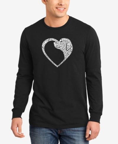 LA Pop Art Мужская футболка с длинным рукавом Dog Heart Word Art
