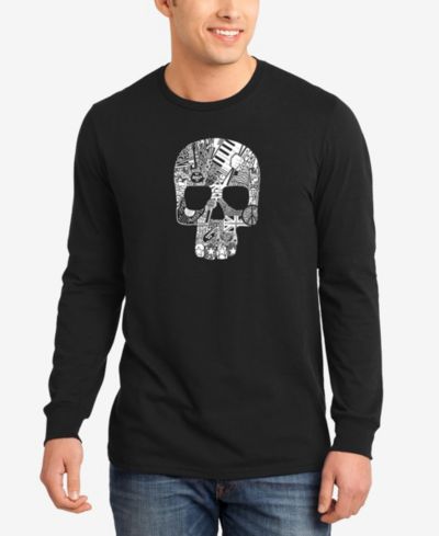 Мужская футболка LA Pop Art Rock N Roll Skull Word Art с длинным рукавом