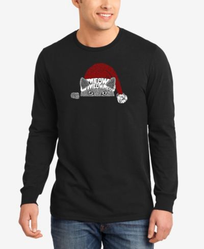 LA Pop Art Мужская футболка с длинным рукавом Christmas Peeking Cat