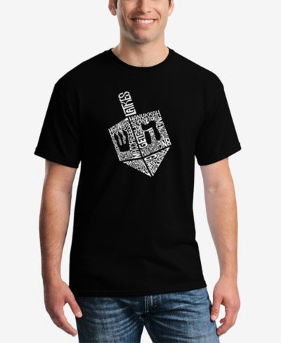 LA Pop Art Men's Hanukkah Dreidel Printed Word Art T-shirt