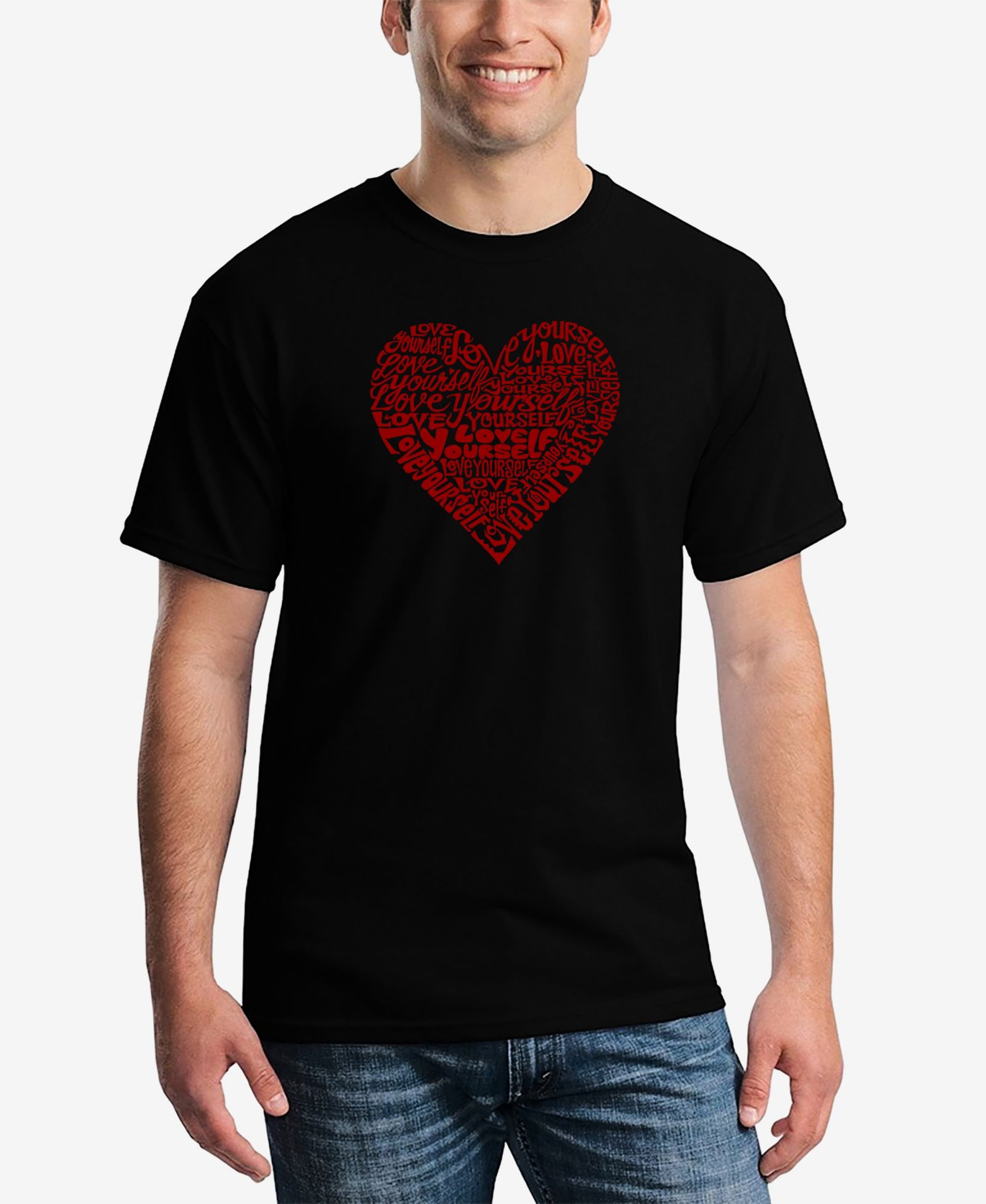 LA Pop Art Men's Love Yourself Printed Word Art T-shirt
