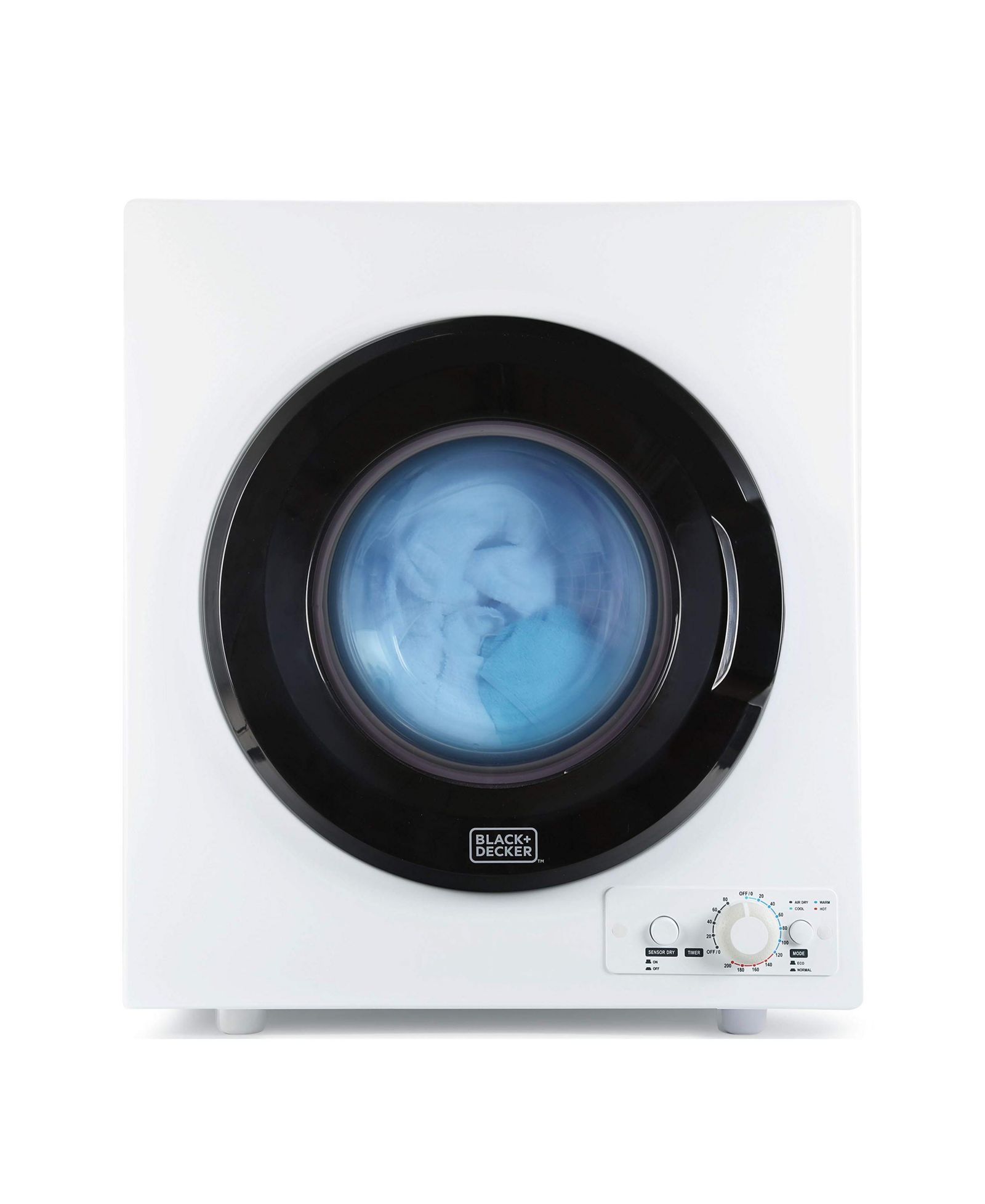BLACK+DECKER BCED26 Compact Dryer for Standard Wall Outlet, Small, 5 Modes, Load Volume 8.8 lbs
