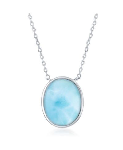 Ожерелье с овальным камнем Larimar из стерлингового серебра
