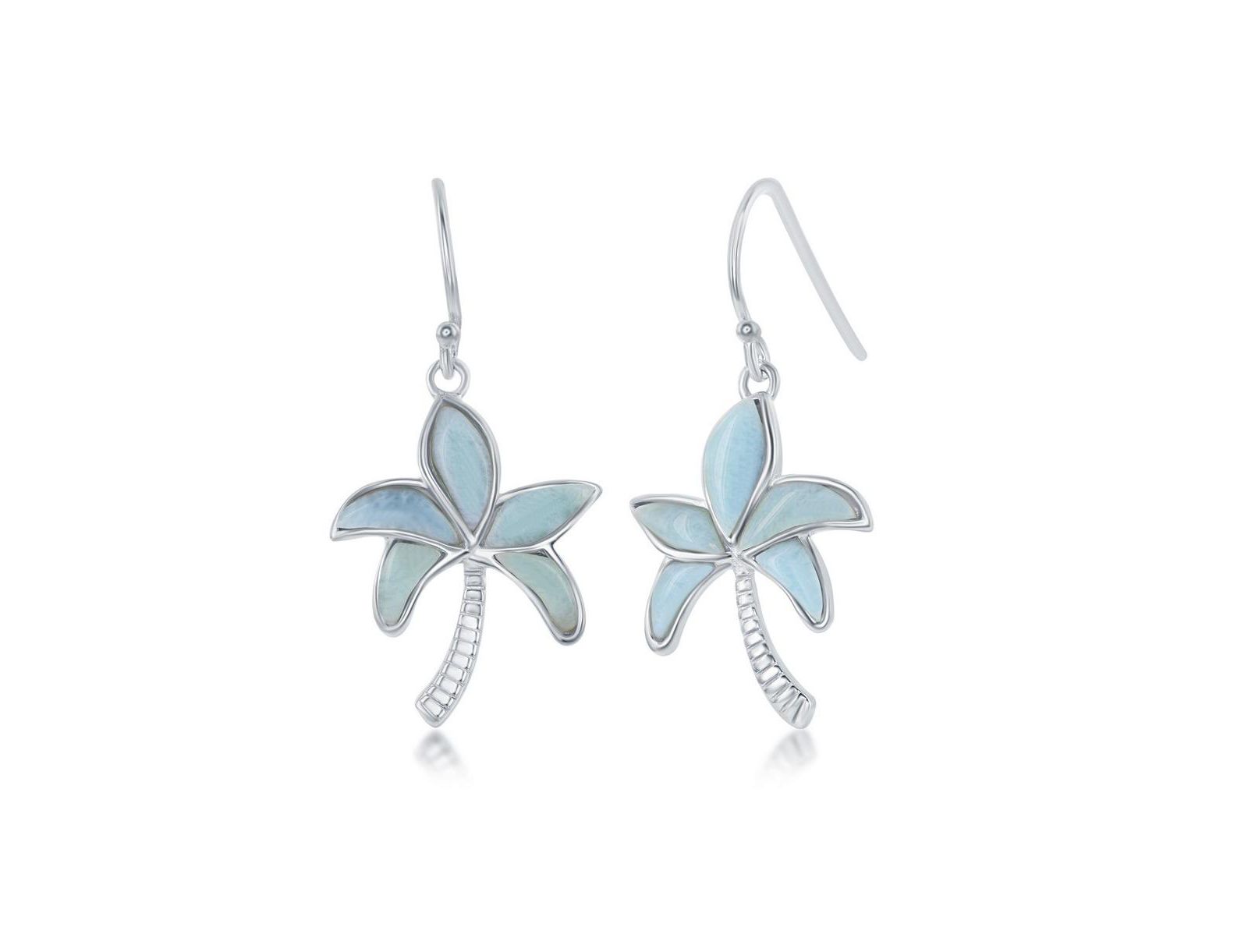Sterling Silver Larimar Palm Tree Earrings