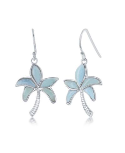 Sterling Silver Larimar Palm Tree Earrings