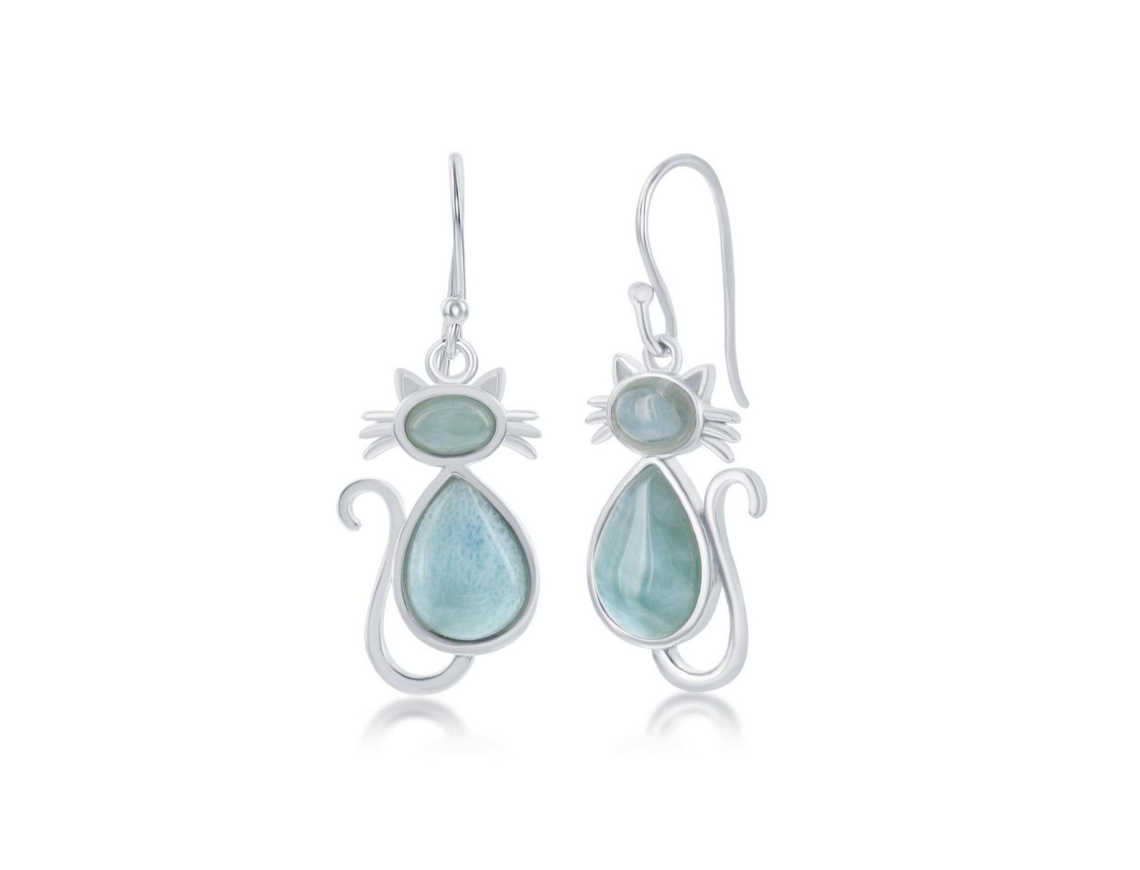 Sterling Silver Larimar Cat Earrings