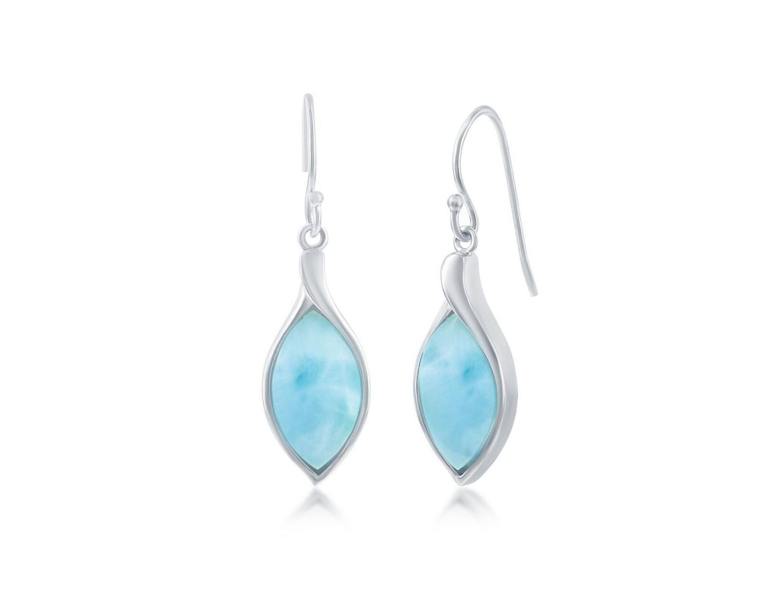 Серьги-подвески Caribbean Treasures Sterling Silver Marquise Larimar Dangle